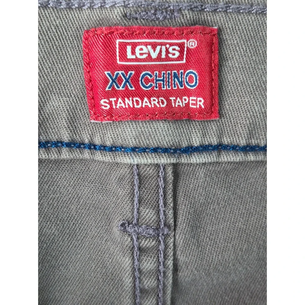 Levis XX Chino Standard Taper Pants Mens 34x30 Charcoal Grey Brown Twill Casual